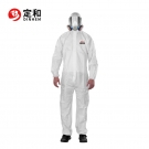定和DH5010連體帶帽白色覆膜無紡布限次使用防護服 定和DH5010連體帶帽白色覆膜無紡布限次使用防護服
